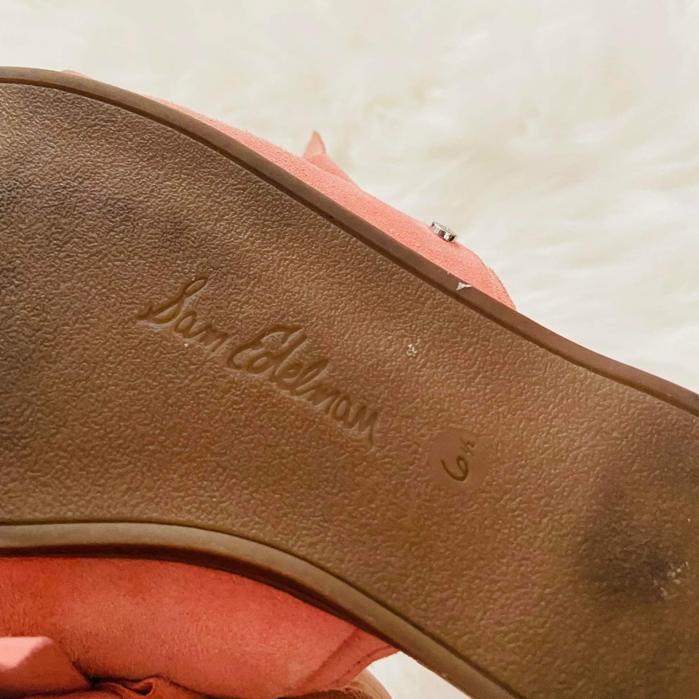 Sam Edelman Suede Giant Bow Leather Slip On Sandals - Picture 4 of 4